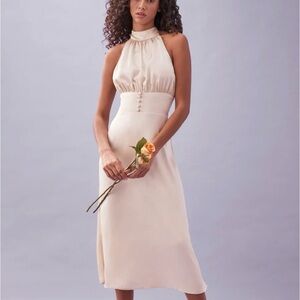 Halter Neck Midi Dress in Soft Cream Kailey Dress
Reformation